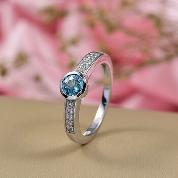 D'Joy blauer und wei&szlig;er Zirkon Ring - 1,30 ct.