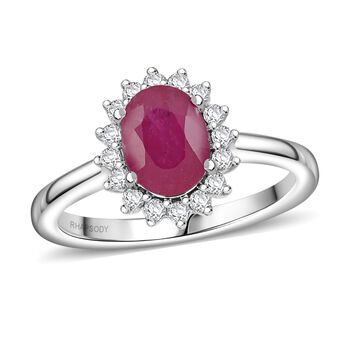 RHAPSODY zertifiziert und gepr&uuml;ft AAAA nat&uuml;rlicher Mosambik Rubin und VS-EF Diamant Ring in 950 Platin - 1,75 ct.