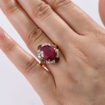 D'Joy Afrikanischer Rubin, Zirkon und roter Diamant Ring - 7,69 ct.
