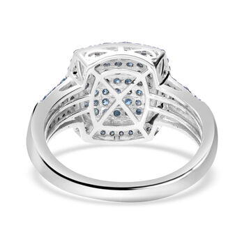 Blauer Diamant Ring 925 Silber platiniert (Gr&ouml;&szlig;e 17.00) ca. 1.00 ct