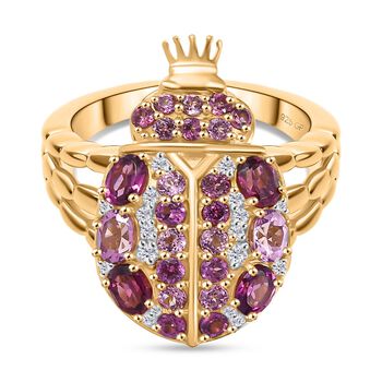 GP Trionfo Kollektion- Rhodolith Granat, Lotus Granat, Zirkon und blauer Saphir Ring - 2,41 ct.