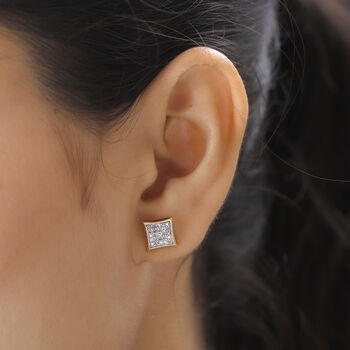 Diamant Cluster-Ohrstecker in Silber
