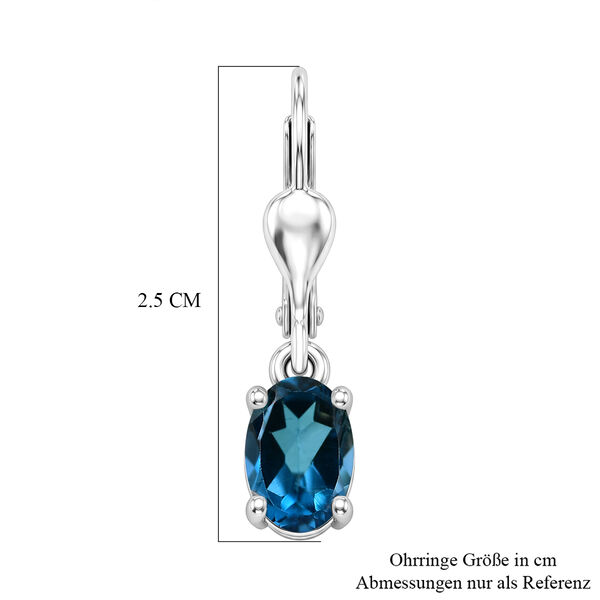 D'Joy zertifizierte London Blau Topas Ohrringe - 1,96 ct. image number 6