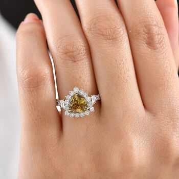 Luxuriant - AAA Nat&uuml;rlicher goldener Tansanit, Lab Grown Diamant Ring 417 Gold (Gr&ouml;&szlig;e 16.50) ca. 2.85 ct