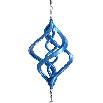 3D Windspiel, Aluminium und Kristall, 10,3x10,3x61cm, Blau-Violette