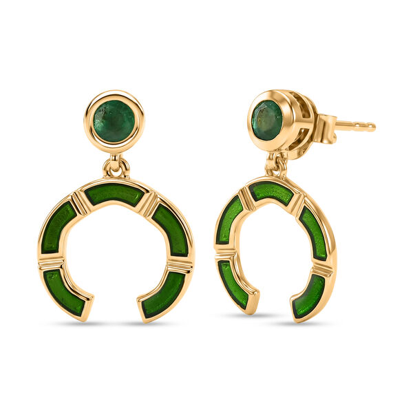 D'Joy AAA Kagem Sambischer Smaragd Ohrringe 925 Silber 750 Gelbgold vermeil ca. 0.93 ct