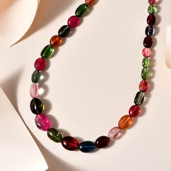 ILIANA zertifiziert und gepr&uuml;ft AAA Multi-Turmalin Halskette in 750 Gold, 45cm - 116,96 ct.