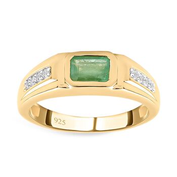Kagem sambischer Smaragd und Zirkon-Ring - 1,09 ct.