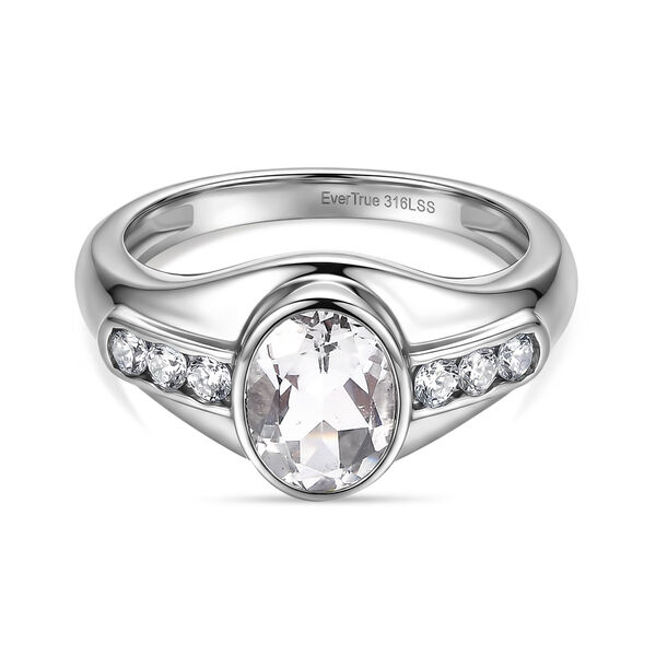 EVER TRUE Wei&szlig;er Topas, Wei&szlig;er Zirkonia Ring 316L Edelstahl (Gr&ouml;&szlig;e 18.00)