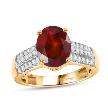 D'Joy AAA Hessonit Granat und Zirkon Ring - 3,46 ct.