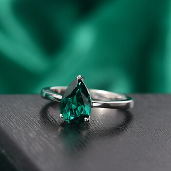 AAA Labor Smaragd im Tropfenschliff Ring in 417 Wei&szlig;gold - 2,50 ct.