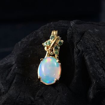 D'Joy AA Nat&uuml;rlicher, &auml;thiopischer Welo Opal und Tsavorit Granat Anh&auml;nger - 1,40 ct.