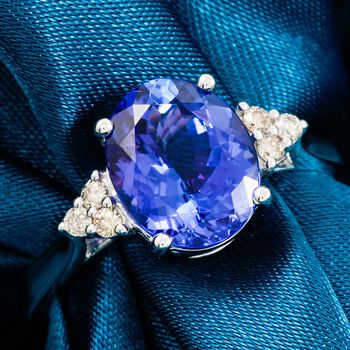LUXORO AGI zertifiziert und gepr&uuml;ft AAAA Tansanit und Diamant  Ring in 585 Wei&szlig;gold - 3 ct.