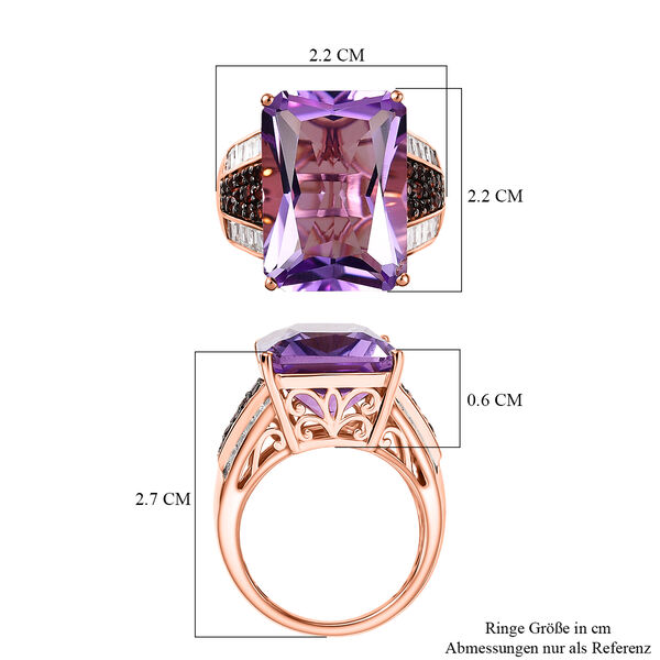 D'Joy Rose De France Amethyst, Moissanit und Mosambik Granat Ring und Anh&auml;nger mit 50cm Kette image number 14