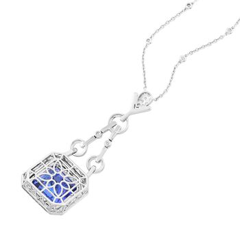Chairman's Vault Collection - zertifiziert und gepr&uuml;ft RHAPSODY AAAA Tansanit und VS-EF Diamant Anh&auml;nger mit 45cm Kette in 950 Platin - 24,86 ct.
