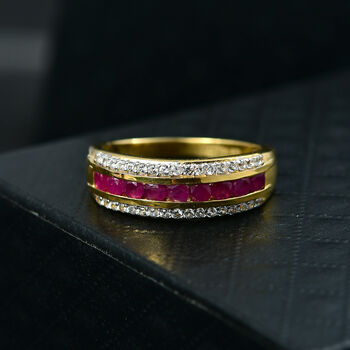D'Joy AA burmesischer Rubin und Zirkon Ring - 1,34 ct.