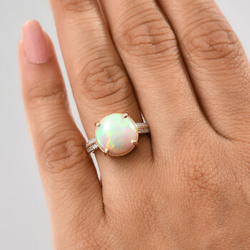 LUXURIANT AAA nat&uuml;rlicher, &auml;thiopischer Welo Opal und Labor Diamant Ring in 375 Gold - 3,82 ct.