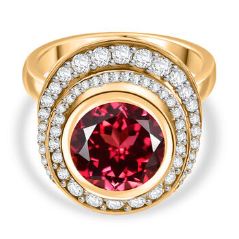 D'Joy Labor Padparadscha Saphir und Zirkon Ring - 6,39 ct.