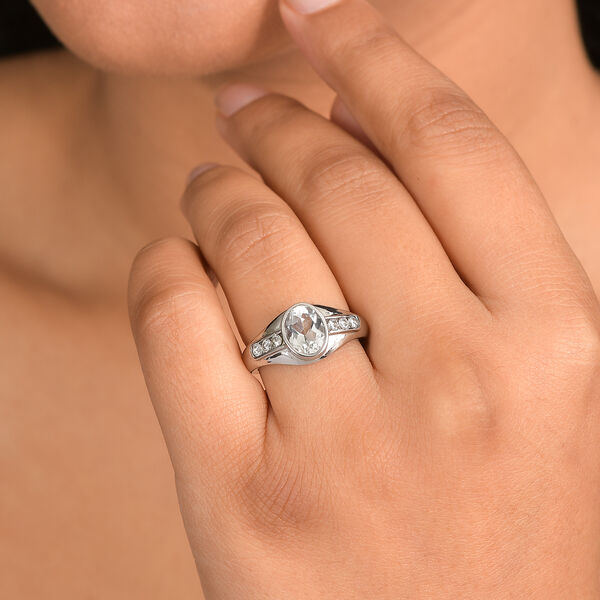 EVER TRUE Wei&szlig;er Topas, Wei&szlig;er Zirkonia Ring 316L Edelstahl (Gr&ouml;&szlig;e 18.00) image number 3