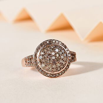 Nat&uuml;rlicher Champagner Diamant Ring 925 Silber Ros&eacute;gold Vermeil (Gr&ouml;&szlig;e 20.00) ca. 0.75 ct