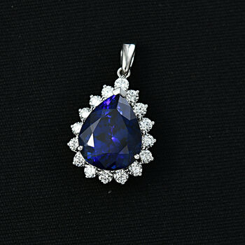 RHAPSODY AAAA Tansanit und Diamant Anh&auml;nger in 950 Platin - 10,91 ct.
