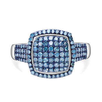 Blauer Diamant Ring 925 Silber platiniert (Gr&ouml;&szlig;e 17.00) ca. 1.00 ct
