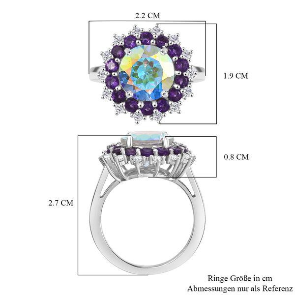 D'Joy Merkur mystischer Topas, Afrikanischer Amethyst Ring 925 Silber rhodiniert (Gr&ouml;&szlig;e 18.00) ca. 5,89 ct image number 6