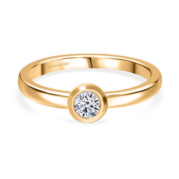 LUXURIANT VS-EF Labor Diamant Ring, 925 Silber 750 Gelbgold Vermeil - 0,25 ct.
