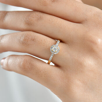 LUXURIANT SI-GH Labor Diamant Ring, 925 Silber 750 Gelbgold Vermeil - 0,50 ct.