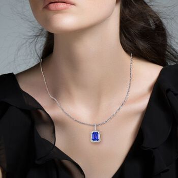 RHAPSODY zertifiziert und gepr&uuml;ft AAAA Tansanit und VS Diamant Anh&auml;nger mit Kette in 950 Platin - 3 ct.