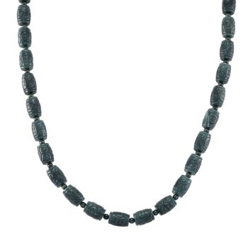 EXTREM SELTEN - D'Joy Nat&uuml;rlicher Olmek Jadeit Halskette, ca. 45 cm + 5 cm Extender, 925 Silber rhodiniert ca. 450.00 ct