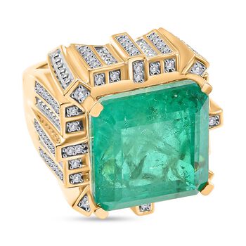 GP Royal Art D&eacute;co Kollektion - Smaragd Triplett Quarz, Zirkon und Kanchanaburi blauer Saphir-Ring - 24,02 ct.
