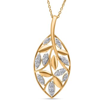 LUXURIANT SI Labor Diamant Anh&auml;nger mit 50cm Kette, 925 Silber mit 750 Gelbgold Vermeil - 0,24 ct.