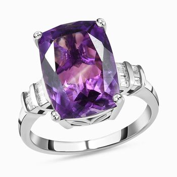Nat&uuml;rlicher, marokkanischer Amethyst und Diamant-Ring - 7,08 ct.