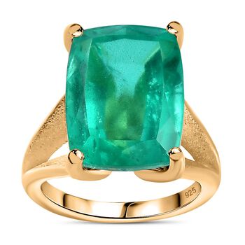 Smaragd Triplett Quarz Ring - 13,50 ct.