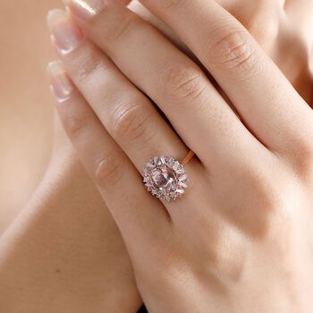AAA Rosa Morganit, Mahenge Spinell, Wei&szlig;er Diamant AGI zertifiziert Ring 750 Rosa Gold (Gr&ouml;&szlig;e 17.00) ca. 2.52 ct