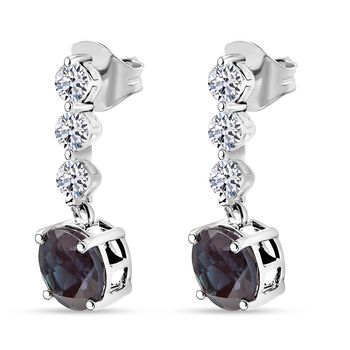 LUXURIANT AAA Labor Alexandrit und SI-GH Labor Diamant Ohrringe in 417 Wei&szlig;gold - 4,58 ct.