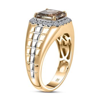 LUXURIANT AAA Turkizit und Labor Diamant Herrenring in 417 Wei&szlig;- und Gelbgold - 3,20 ct.