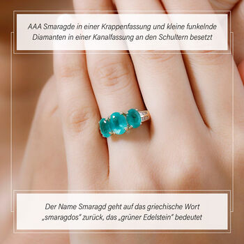 AAA Kagem sambischer Smaragd und Diamant Ring in 585 Gold - 2,90 ct.
