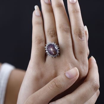 Sternrubin und Zirkon Halo Ring - 12,67 ct.