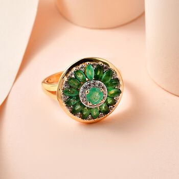 Smaragd und Zirkon Ring- 1,65 ct.