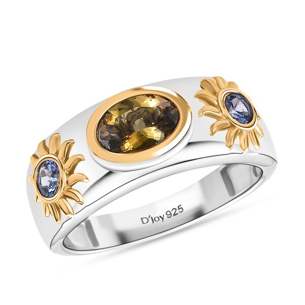 D'Joy goldener Tansanit und lila Tansanit zweifrabiger Ring und Anh&auml;nger mit 50cm Kette image number 11