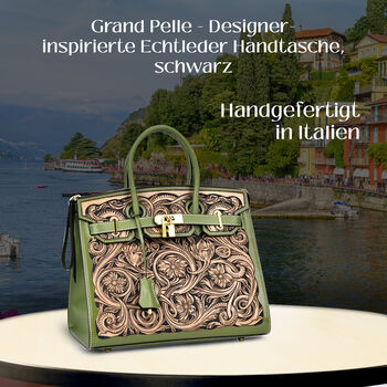 Grand Pelle  - Designer-inspirierte Echtleder Handtasche, hellgr&uuml;n