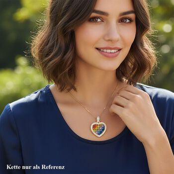 LUXURIANT AAA mehrfarbiger Saphir und Labor Diamant Anh&auml;nger in 585 Gold - 5,22 ct.