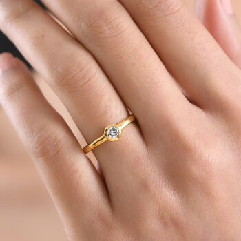 LUXURIANT VS-EF Labor Diamant Ring, 925 Silber 750 Gelbgold Vermeil - 0,25 ct.