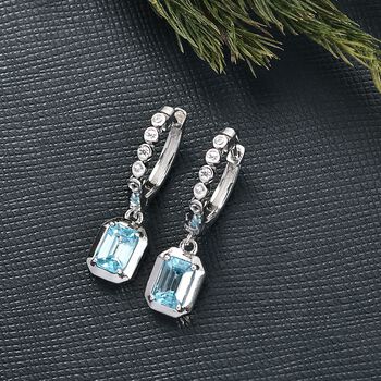 D'Joy AAA blaue und wei&szlig;e Zirkon Ohrringe - 2,61 ct.