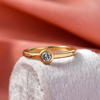 LUXURIANT VS-EF Labor Diamant Ring, 925 Silber 750 Gelbgold Vermeil - 0,25 ct.