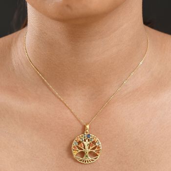 D'Joy AA Mehrfarbig Saphir, Blauer Saphir Schmuckset ca. 50 cm 925 Silber 750 Gelbgold Vermeil ca. 2.14 ct