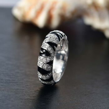 GP Trionfo Kollektion - Moissanit Ring, Zebramuster 925 Silber rhodiniert (Gr&ouml;&szlig;e 19.00) ca. 0.53 ct