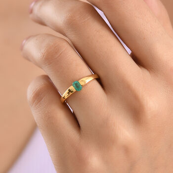 D'Joy AAA Kagem Sambischer Smaragd Ring 925 Silber 750 Vergoldet (Gr&ouml;&szlig;e 18.00) ca. 0.33 ct